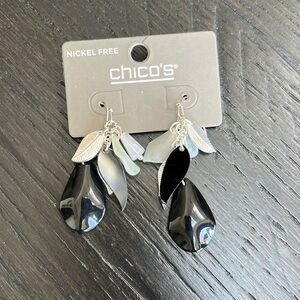 Chico’s black,white and silver dangle earrings